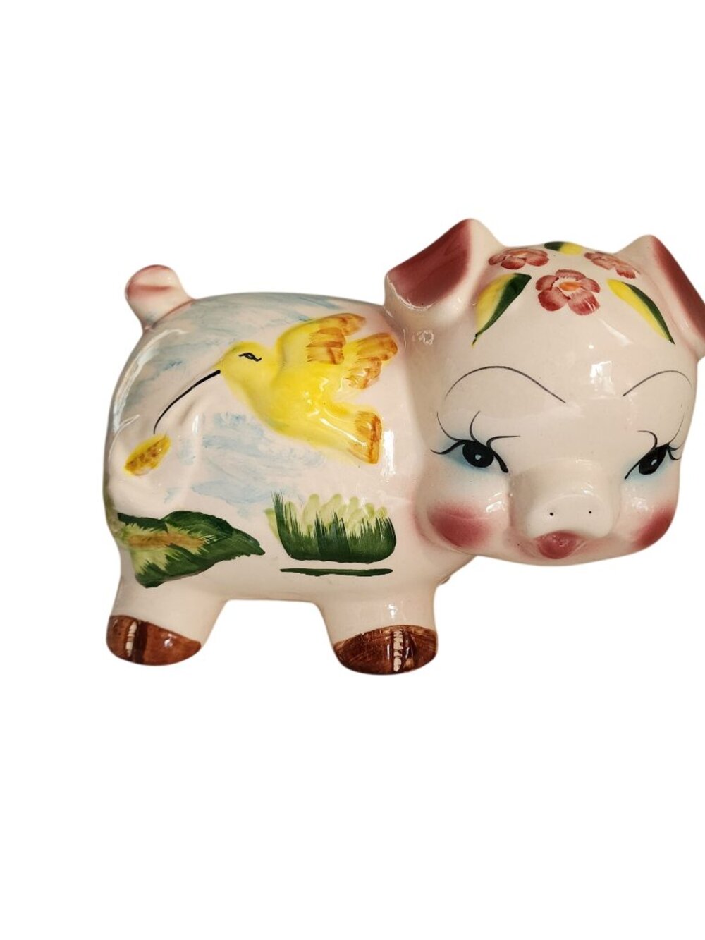 Vintage Mexico ceramic Piggy Bank 10" x 7" x 7"